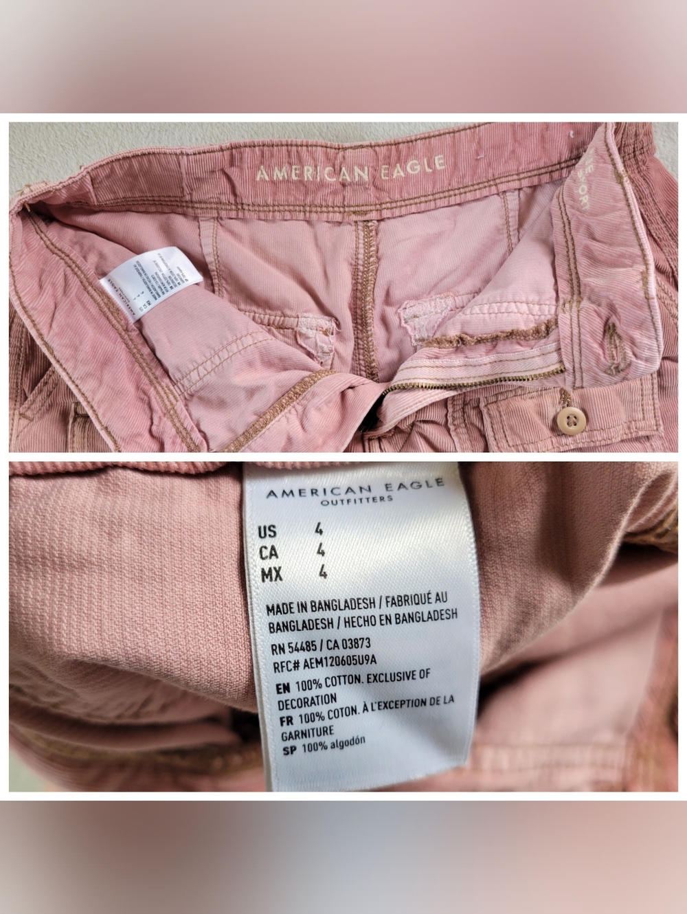 American Eagle Outfitters High Waist Denim Blue & Pink Cargo Shorts - Picture 7 of 16